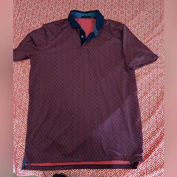 Greyson Men's Patterned Polo Shirt - Red and Blue - Picture 1 of 3